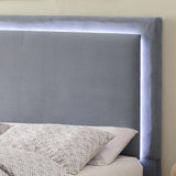 7. "Lumina 78" King Platform Bed in Grey - Illuminated headboard for added convenience"