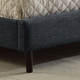 4. "King Size Platform Bed - Grey upholstered frame for a luxurious look"