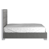 3. "Lucille 60" Queen Bed - Modern Design with Grey and Silver Accents"