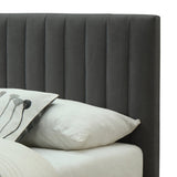 5. "Hannah 60" Queen Platform Bed - Charcoal upholstery for a sophisticated look"
