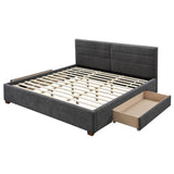4. "King Size Platform Bed with Drawers - Emilio 78" in Charcoal for a modern bedroom"