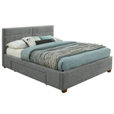 1. "Emilio 60" Queen Platform Bed with Drawer in Light Grey - Sleek and stylish bedroom furniture"