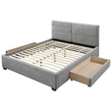 4. "Light Grey Queen Platform Bed with Drawer - Emilio 60" - Contemporary and versatile furniture piece"
