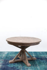4. "Rustic Sundried Wood Irish Coast Round Dining Table"