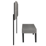 3. "Grey and Black Aurora Headboard with Bench - Enhance Your Bedroom Décor"