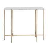 2. "Ida White Marble Top Console Table: Gold Frame - Stylish accent for any room"