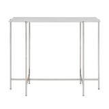 2. "Ida White Marble Top Console Table: Silver Frame - Stylish and functional home decor"