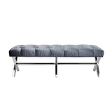 2. "Stylish and comfortable Lauren Charcoal Velvet Fabric Bench"