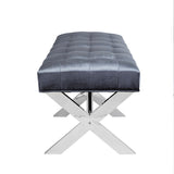 3. "Versatile Lauren Charcoal Velvet Fabric Bench - perfect for any room"