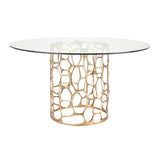 1. "Elegant Mario Gold Dining Table with intricate detailing"