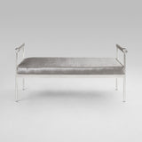 2. "Grey Velvet Helen Bench - Stylish and Versatile Furniture Piece"