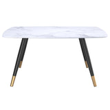 3. "Emery Dining Table in White and Black - Ideal for small to medium-sized spaces"