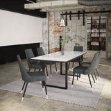 2. "Black and Faux Marble Dining Table - Perfect for Modern Interiors"