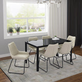 7. "Rectangular Dining Table in Black - Comfortably seats up to 6 people"