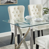 2. "Ivory and Black Velvet Rizzo Side Chair - Stylish and versatile home decor"