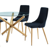 6. "Black and Aged Gold Dining Chairs - Versatile and Eye-Catching Furniture Pieces"