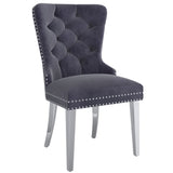 1. "Hollis Dining Chair, Set of 2 in Grey and Chrome - Sleek and modern design"