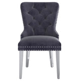 4. "Grey and Chrome Dining Chairs - Set of 2 for a sophisticated dining experience"