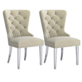 7. "Hollis Dining Chair, Set of 2 in Ivory and Chrome - Durable and Easy to Clean"