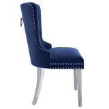 5. "Upgrade your dining experience with the Hollis Dining Chair, Set of 2 in Navy and Chrome"