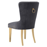 3. "Set of 2 Mizal Dining Chairs in Grey and Gold - Comfortable and Durable"