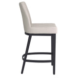 4. "Set of 2 Counter Stools - Beige Fabric and Black finish for versatile use"