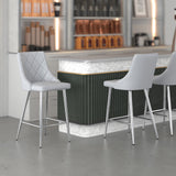2. "Light Grey Counter Stools - Set of 2 - Perfect for kitchen islands and bars"