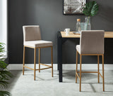 2. "Diego 26" Counter Stool, Set of 2 in Grey and Aged Gold Leg - Modern design with a touch of elegance"