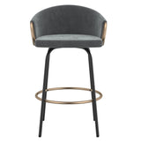 4. "Grey and Black and Gold Lavo 26" Counter Stool, Set of 2 - Elegant addition to any space"