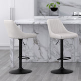 2. "Beige Fabric Swivel Stool Set - Adjustable height and air-lift mechanism for customizable comfort"