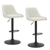 7. "Beige Fabric Swivel Stools - Elevate your home decor with these adjustable height stools from Kron"