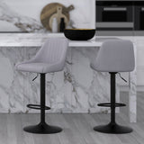 2. "Grey Fabric Swivel Stool Set - Adjustable Height and Air-Lift Mechanism for Easy Customization"