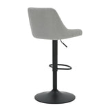 3. "Kron Adjustable Height Stool Set - Sleek Grey Fabric Design with Swivel Functionality"