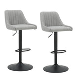 7. "Kron Grey Fabric Stools - Set of 2 with Adjustable Height and Swivel Feature"