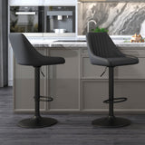 2. "Black Faux Leather Swivel Stool Set - Adjustable height and comfortable seating"