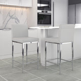 2. "Grey and Chrome Counter Stools - Perfect addition to any contemporary kitchen or bar"