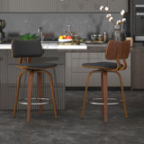 2. "Black Faux Leather and Walnut Counter Stool - Perfect addition to any modern kitchen or bar area"