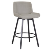 1. "Fern 26" Counter Stool set of 2 with Swivel in Grey Fabric and Black - Sleek and stylish seating option"