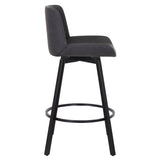 4. "Comfortable and Durable Fern 26" Counter Stool Set of 2 - Vintage Charcoal Faux Leather and Black"