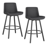 7. "Black Counter Stool Set of 2 - Fern 26" with Swivel and Vintage Charcoal Faux Leather Upholstery"