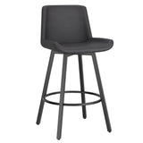 1. "Fern 26" Counter Stool set of 2 with Swivel in Vintage Charcoal Faux Leather and Black - Stylish and Functional"