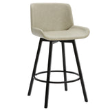 1. "Fern 26" Counter Stool set of 2 with Swivel in Vintage Ivory Faux Leather and Black"