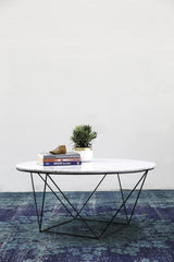 2. Stylish Valencia Round Coffee Table - White Marble/Black Matte for modern living spaces