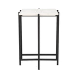 3. "Functional Side Table with White Marble Top and Black Base - Perfect for any room"