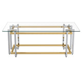 3. "Florina Coffee Table - Medium-sized table with a touch of silver and gold"