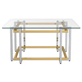 3. "Florina Coffee Table - Medium-sized table with a silver and gold finish"