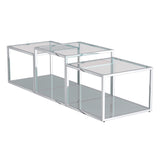 1. "Casini 3pc Multi-Tier Coffee Table Set in Silver - Sleek and modern design"