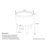 8. "Versatile Round Storage Ottoman with Tray - Beige and Natural Finish"