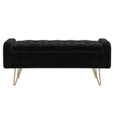 5. "Sabel Storage Ottoman/Bench - Sleek Design with Black and Aged Gold Accents"
