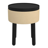 4. "Beige and Black Storage Ottoman with Tray - Stylish and Practical"